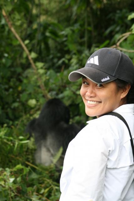 Trekker with Mountain gorilla